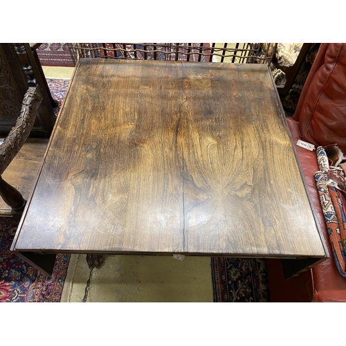 73 - A George IV rosewood sofa table, with claw feet, width 93cm, depth 91cm, height 71cm