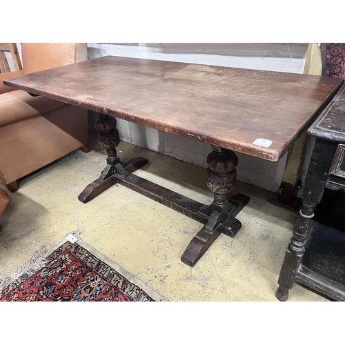 8 - A 1920's Jacobean revival rectangular oak refectory table, length 151cm, depth 76cm, height 75cm... 