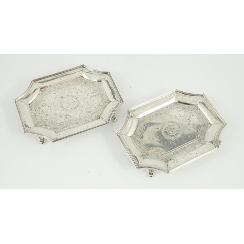 802 - A pair of late Victorian engraved silver teapot stands, by Hunt & Roskell (ex Storr & Mortimer), wit... 