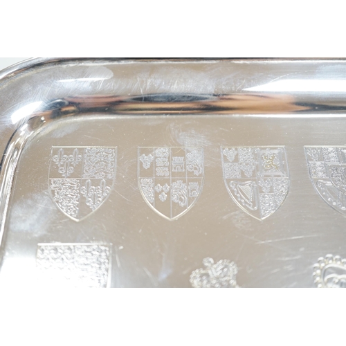 807 - A 1977 Queen's Silver Jubilee commemorative tray, engraved with the Royal Coat of Arms, Yorkshire Mi... 