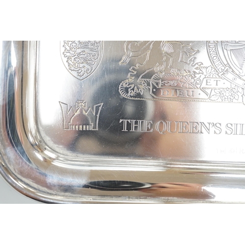 807 - A 1977 Queen's Silver Jubilee commemorative tray, engraved with the Royal Coat of Arms, Yorkshire Mi... 