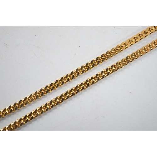 881 - A modern 18ct gold curb link chain, 39cm, 11.3 grams.