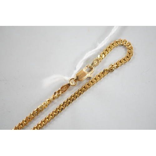 881 - A modern 18ct gold curb link chain, 39cm, 11.3 grams.