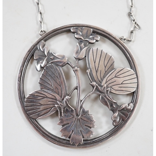 892 - A George Jensen sterling 'Moonlight Blossom' pendant necklace, designed by Arno Malinowski, design n... 