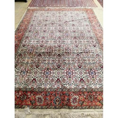 9 - A Turkish ivory ground floral carpet, 360 x 250cm