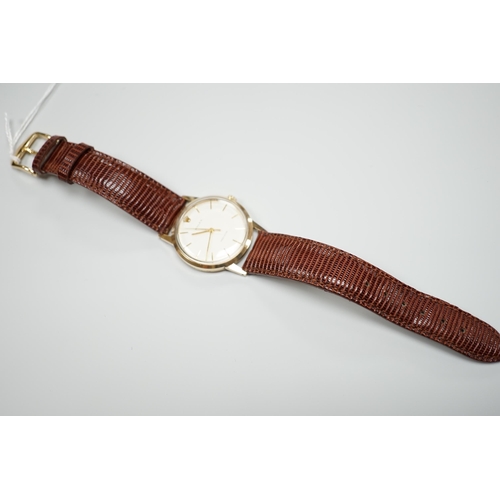 907 - A gentleman's 1960's 9ct gold Rolex Precision manual wind wrist watch, on associated leather strap, ... 