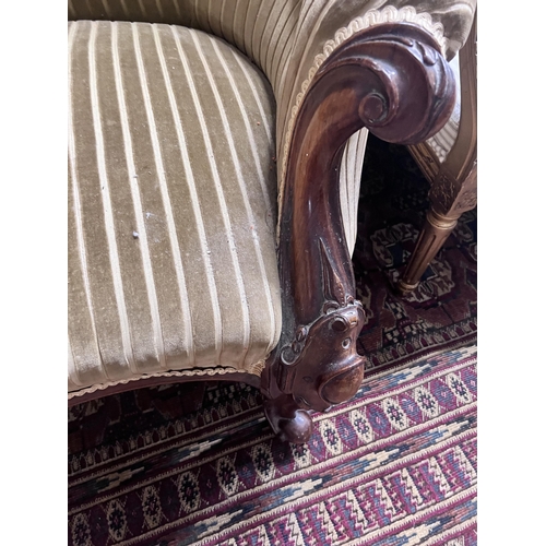 91 - A Victorian carved mahogany settee, length 190cm, width 74cm, height 93cm