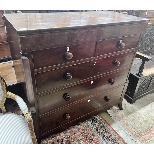 93 - A George IV mahogany five drawer chest, width 122cm, depth 55cm, height 120cm