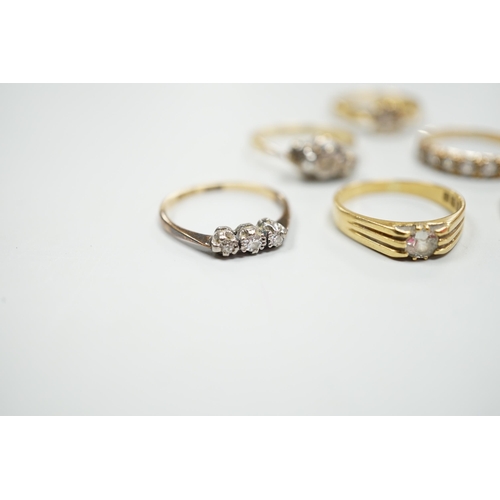 Six assorted gold dress rings