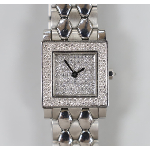 1868 - A lady's stainless steel Barthelay 'Les Sloanes' diamond set quartz wrist watch, no box or papers.... 