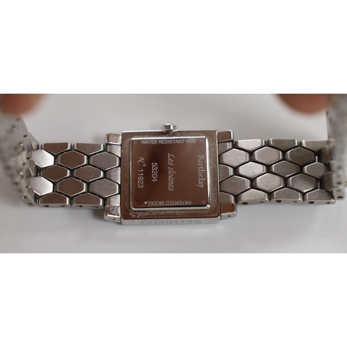 1868 - A lady's stainless steel Barthelay 'Les Sloanes' diamond set quartz wrist watch, no box or papers.... 