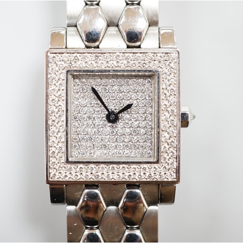 1868 - A lady's stainless steel Barthelay 'Les Sloanes' diamond set quartz wrist watch, no box or papers.... 