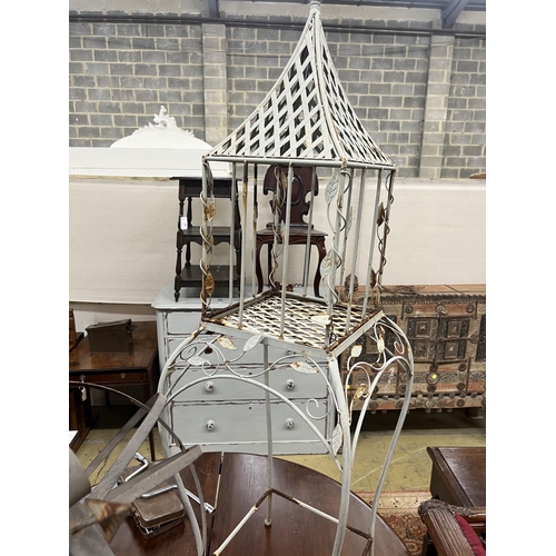 53 - A painted metal armillary sphere, height 84cm together with a lantern