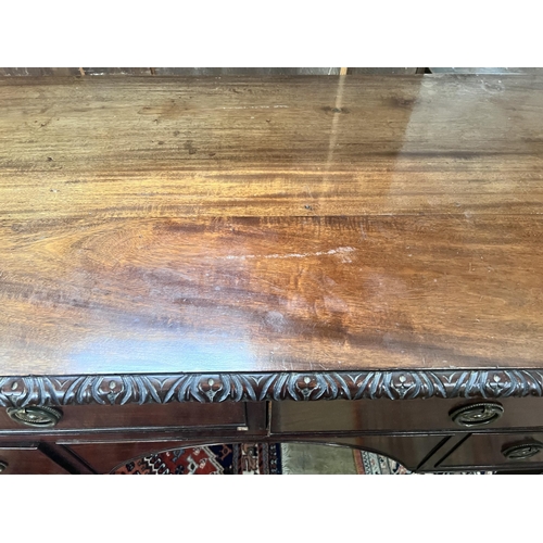 57 - A Chippendale revival mahogany kneehole dressing table, width 106cm, depth 58cm, height 76cm