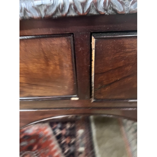 57 - A Chippendale revival mahogany kneehole dressing table, width 106cm, depth 58cm, height 76cm