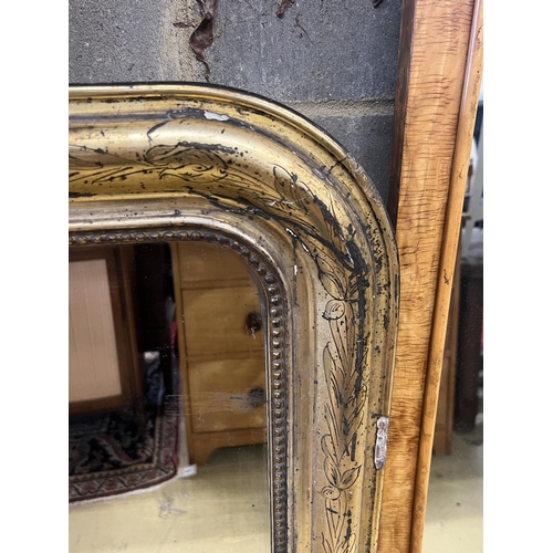 1010 - A 19th century French giltwood overmantel mirror, width 84cm, height 120cm