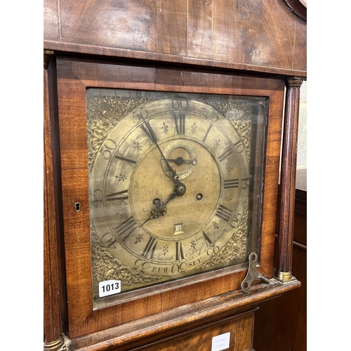 1013 - A George III mahogany eight day longcase clock marked Jacob Ettry, Rumsey, height 210cm