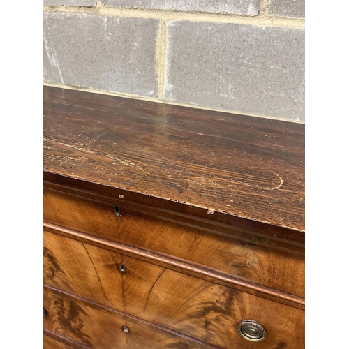 1014 - A 19th century French mahogany chest of six drawers, width 104cm, depth 46cm, height 159cm