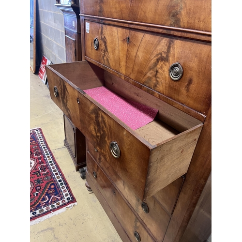 1014 - A 19th century French mahogany chest of six drawers, width 104cm, depth 46cm, height 159cm