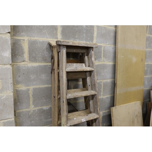 1016 - Two vintage pine step ladders, larger height 186cm