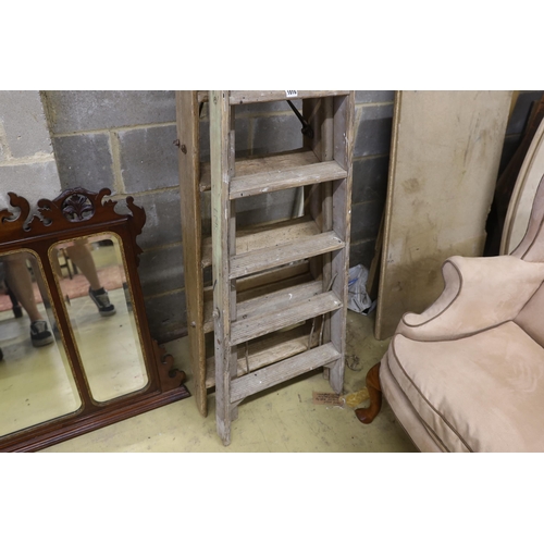 1016 - Two vintage pine step ladders, larger height 186cm