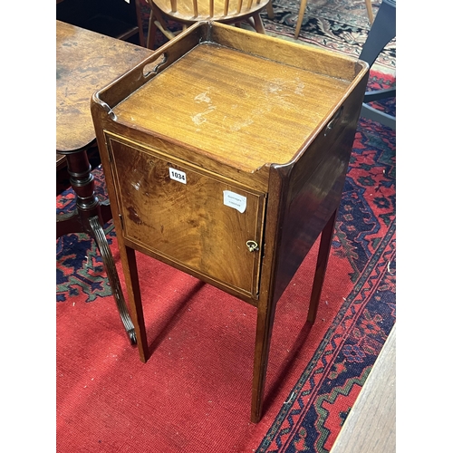 1034 - A George III mahogany tripod wine table, width 43cm, height 67cm together with a George III mahogany... 