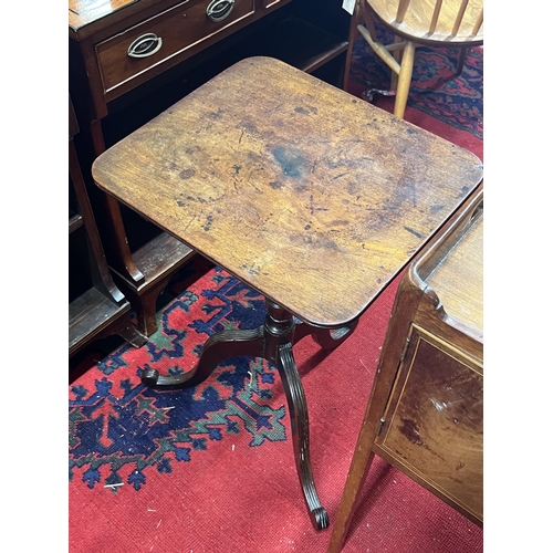 1034 - A George III mahogany tripod wine table, width 43cm, height 67cm together with a George III mahogany... 