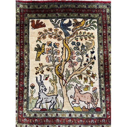 1037 - A North West Persian part silk mat, 60cm x 45cm