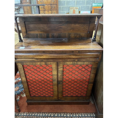 1064 - A small Regency rosewood chiffonier, width 83cm, depth 34cm, height 107cm