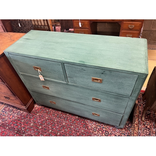 1115 - A Victorian style painted pine four drawer chest, width 114cm depth 42cm, height 90cm