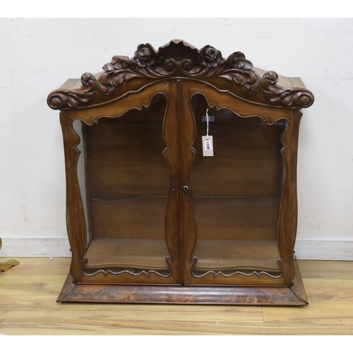 1149 - A Dutch style carved walnut cabinet top section, width 88cm, depth 37cm, height 95cm