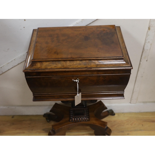 1155 - A William IV mahogany teapoy, width 44cm, depth 31cm, height 79cm