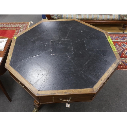 1158 - A George IV octagonal mahogany drum library table, width 130cm, height 77cm