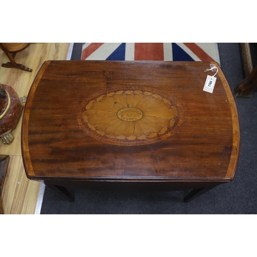 1164 - A George III banded mahogany and marquetry inlaid oval Pembroke table, width 75cm, depth 46cm, heigh... 