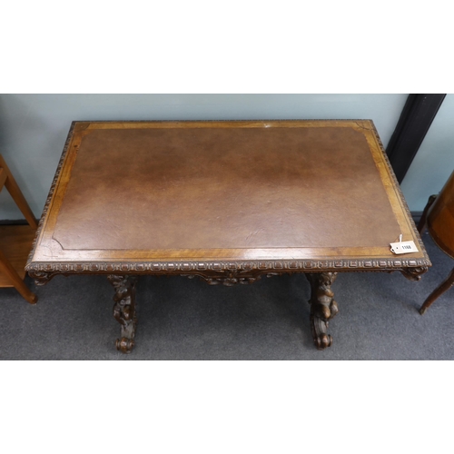 1168 - A late 19th century rectangular continental carved walnut centre table with cherub underframe, width... 