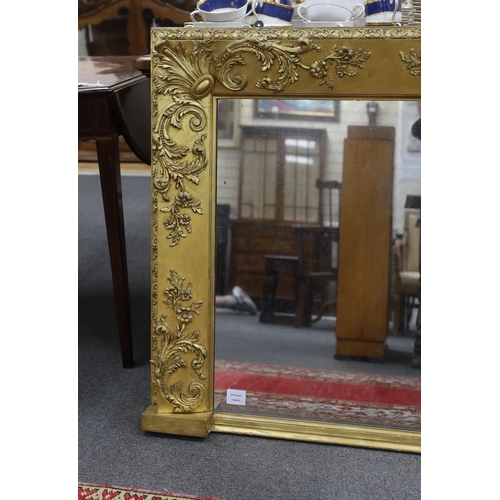 1176 - A Victorian giltwood and composition overmantel mirror width 139cm, height 83cm.