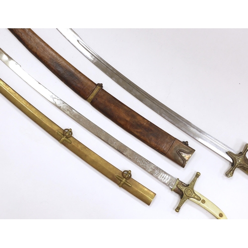 1257 - Two reproduction swords; a Victorian style naval design Mameluke sword, together with an Indian styl... 