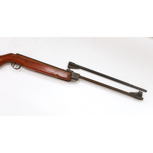 1275 - A Webley Hawk Mark II break action air rifle with beech stock and alternative calibre barrel