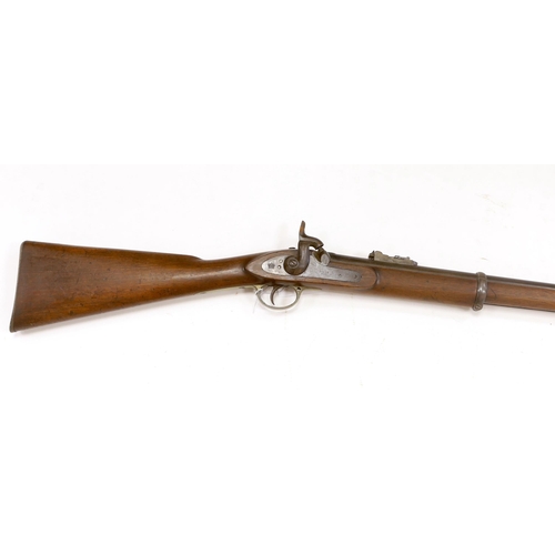 1278 - A .577 inch three band Enfield Military percussion rifle, lock stamped Tower 1868 with crown entail,... 