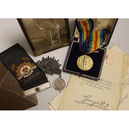 1289 - A WWI death plaque and Victory Medal to 2566 Private Thomas Grigg 38th Battalion, Australian Imperia... 