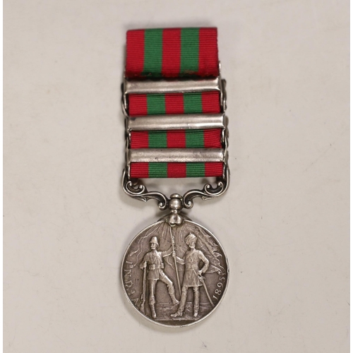 1296 - An India General Service medal 1895-1902 awarded to 4695 Pte J Wood 2nd, 13th King's Own Scottish Bo... 