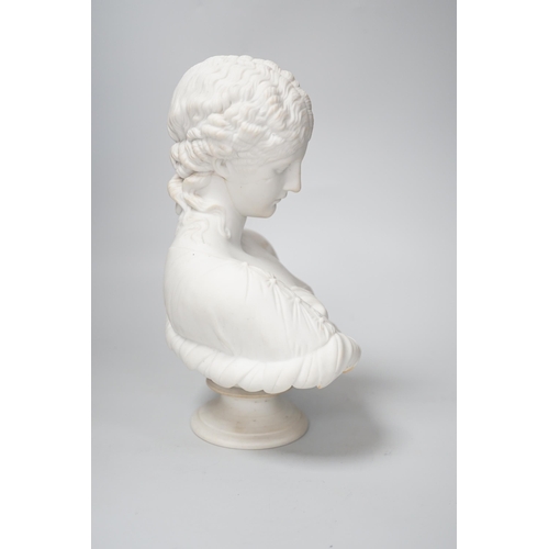 1342 - A Victorian parian bust of Clytie, 25cm