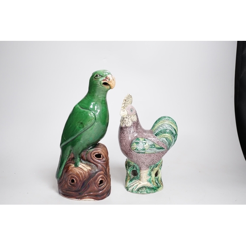 1353 - A Chinese green glazed model of a parrot, late 19th century and an early 20th century Chinese model ... 