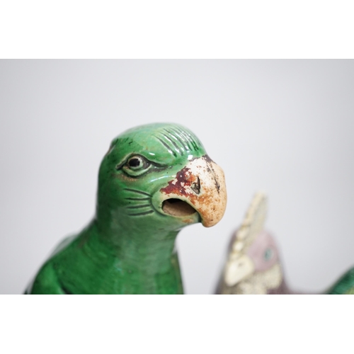 1353 - A Chinese green glazed model of a parrot, late 19th century and an early 20th century Chinese model ... 