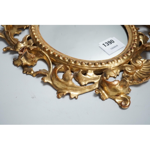 1361 - A late 19th century Florentine giltwood mirror, 43cm