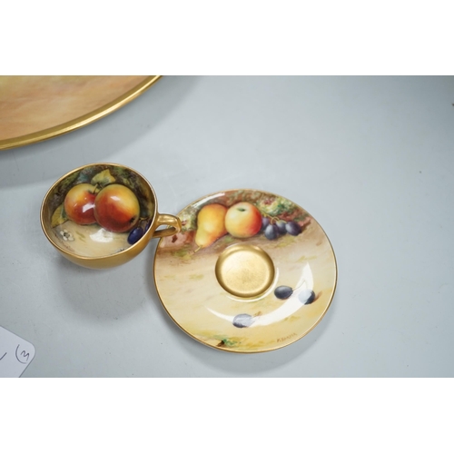 1363 - A large fruit painted dish by R. Budd and a Royal Worcester fruit painted miniature tea cup and sauc... 