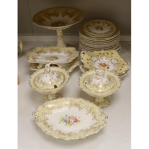 1377 - An early Victorian Davenport flower painted dessert service