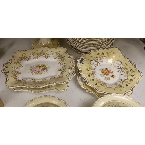 1377 - An early Victorian Davenport flower painted dessert service