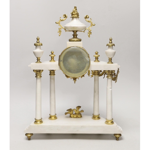 1381 - A 19th century French white marble mantel clock, 42cm