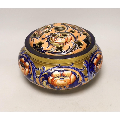 1394 - A large Macintyre Florian ware 'poppy' pot pourri bowl and cover, c.1904-1913, no Moorcroft signatur... 